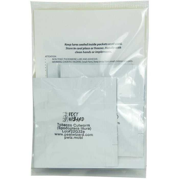 Pest Wizard Tobacco Cutworm (Spodoptera litura) pheromone lure kit, sealed with instructions.