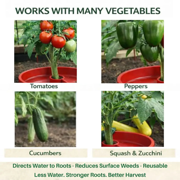 Tomato Crater Gardening Tool, 12” Red Plastic for Healthier Tomatoes 10pk
