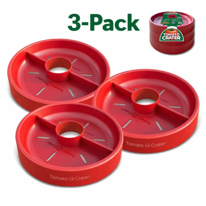 Tomato Crater Gardening Tool, 12” Red Plastic for Healthier Tomatoes 3pk