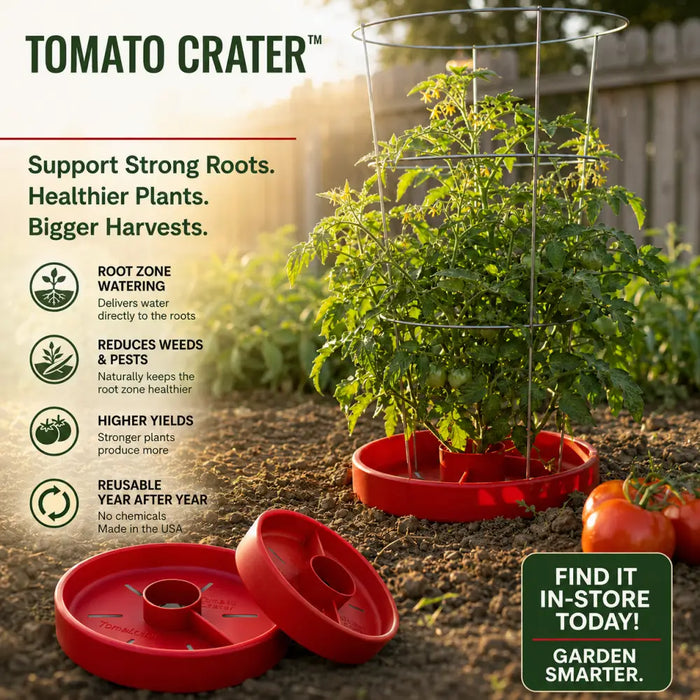 Tomato Crater Gardening Tool, 12” Red Plastic for Healthier Tomatoes 3pk