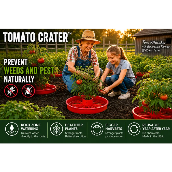 Tomato Crater Gardening Tool, 12” Red Plastic for Healthier Tomatoes 3pk