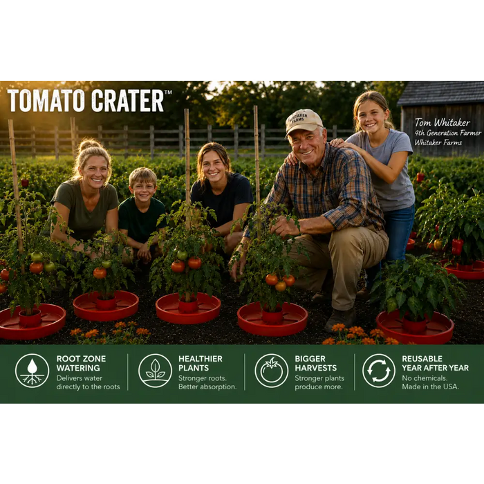 Tomato Crater Gardening Tool, 12” Red Plastic for Healthier Tomatoes 10pk