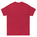 Blank red t-shirt, back view. Short sleeve crew neck tee. Plain unisex cotton apparel mockup.