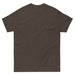 Plain dark brown t-shirt, back view. Comfortable unisex blank casual tee.
