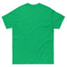 Green short sleeve crew neck t-shirt, back view. Blank cotton tee, perfect for custom designs.