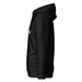 Black pullover hoodie, side view, with white "EDTIME" text on side and kangaroo pocket.