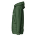 Dark green hoodie, side view, with white 'EDTIME' text on the chest, hood, and front kangaroo pocket. Comfortable unisex apparel.