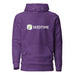 Purple Seedtime logo hoodie, comfortable hooded sweatshirt with a sprout icon and front kangaroo pocket.