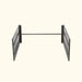 Dark grey metal furniture base with ribbed panels and connecting rod. Modern, industrial support.