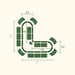 Dark green L-shaped modular raised garden bed layout with 7'x7' dimensions and segment measurements.