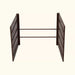 Brown slatted wood raised garden bed frame. Modular planter box kit with two connecting support bars.