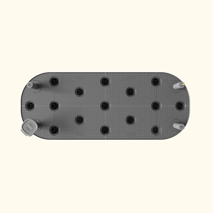 Oval hydroponic indoor garden system with 14 plant pods, integrated water pump, and sensor modules. Perfect for smart home growing.