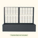 Modular dark grey metal trellis with grid pattern. Perfect for climbing plants, garden bed support, or privacy screen.