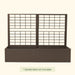 Two-panel bronze metal garden trellis. Grid pattern plant support for climbing plants, vines, and vegetables in raised beds.