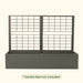 Dark grey metal grid trellis system for raised garden beds, ideal for climbing plants and vertical gardening.