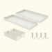 White perforated storage set: 2 trays, 2 bins, 4 hooks. Organize kitchen, pantry, office, home.