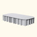 Modern gray rectangular raised garden bed with fluted side panels and rounded corners. Features 'veggie garden' text on top.