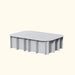 Light gray rectangular raised garden bed with rounded top and vertical panel sides. Features "veggie garden" text.