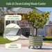Green corrugated steel mobile planter with a lemon tree. Features non-toxic coating, corrosion-resistant steel for safe edible gardening.