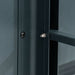 Dark gray textured metal panel with black screw and silver nut & bolt, showing secure assembly.