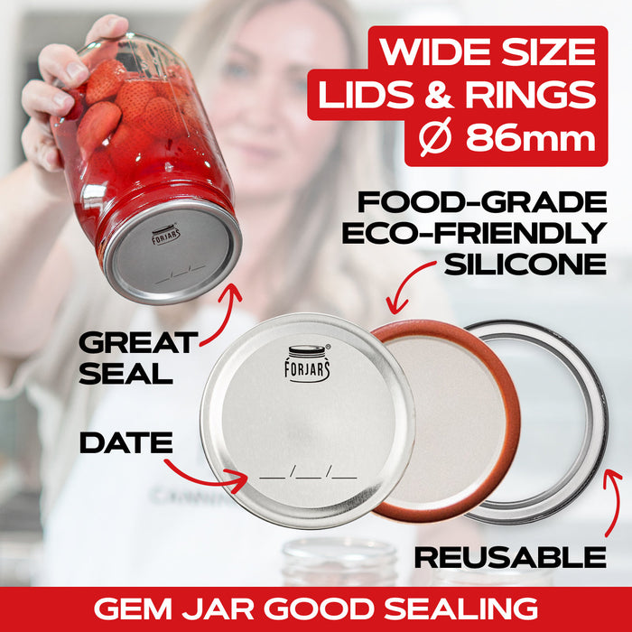 ForJars - 100 Count: 50 Regular Mouth + 50 Wide Mouth Canning Lids