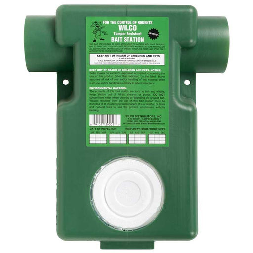 Green Wilco Tamper Resistant Bait Station for effective rodent control. Secure pest management solution.