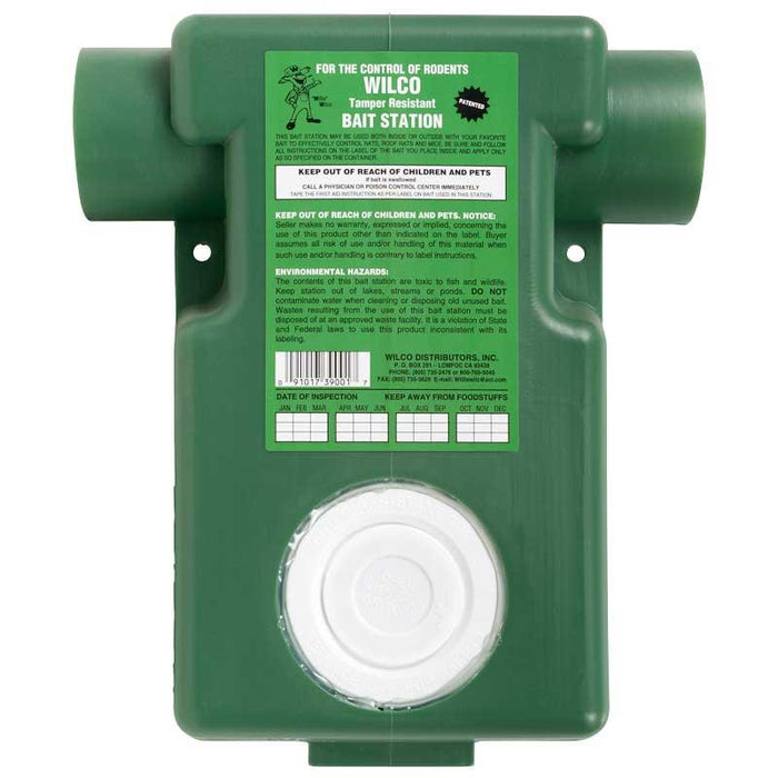 Green Wilco Tamper Resistant Bait Station for effective rodent control. Secure pest management solution.