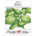 Heirloom Genovese Basil organic seeds packet. Green basil leaves, USDA Organic, Non-GMO. Peaceful Valley Farm & Garden Supply.