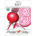Organic Heirloom Chioggia Beet seeds. Whole and sliced beets with red and white candy stripe rings. USDA certified.