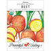 Organic Heirloom Golden Detroit Beet seeds. Non-GMO seed packet with whole and sliced yellow beets, USDA certified.