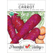 Cosmic Purple Carrot organic non-GMO seed packet. Features purple carrots with green tops and sliced orange carrots. USDA Organic.