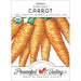 Organic Heirloom Danvers Carrot seed packet, non-GMO, with USDA seal and fresh carrot illustration. Peaceful Valley.
