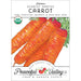 Heirloom Scarlet Nantes carrot seed packet. Vibrant orange carrots, USDA organic, non-GMO from Peaceful Valley.