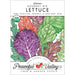 Peaceful Valley Heirloom Gourmet Mix Lettuce seed packet. USDA Organic, Non-GMO, colorful red, purple, green leaves.