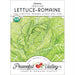 Heirloom Jericho Romaine Lettuce seed packet. 100% Certified Organic, Non-GMO seeds. USDA Organic, Peaceful Valley.