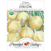 F1 Hybrid Cortland Onion organic seed packet by Peaceful Valley. USDA non-GMO, light-yellow onions for garden.