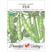 Sugar Snap Pea organic seed packet. USDA Organic, Non-GMO. Green pods on vine. Peaceful Valley Farm & Garden Supply.