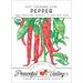 Hot Cayenne Slim Pepper organic non-GMO seeds. Red chili illustration, USDA Organic. Peaceful Valley Garden Supply.