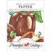 Sweet Chocolate Pepper organic seeds. Non-GMO brown bell peppers, whole and sliced. Peaceful Valley Farm & Garden Supply.