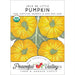 Jack Be Little Pumpkin organic non-GMO seed packet. Four small yellow pumpkins, USDA Organic certified.