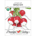 Organic Sparkler Radish seed packet, non-GMO. Red & white radishes, USDA Organic certified. Peaceful Valley Farm & Garden Supply.