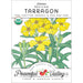 Heirloom Mexican Tarragon organic seeds packet with yellow flowers and green leaves. USDA Organic, Non-GMO from Peaceful Valley.