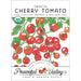 Sweetie Cherry Tomato organic non-GMO seed packet. Ripe red tomatoes on vine. USDA Organic. Peaceful Valley.