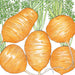 Illustration of plump orange carrots with vibrant green tops. Fresh, healthy root vegetables for gardening & cooking.