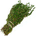 Fresh green thyme bunch, tied. Aromatic culinary herb for cooking, seasoning, and recipes.